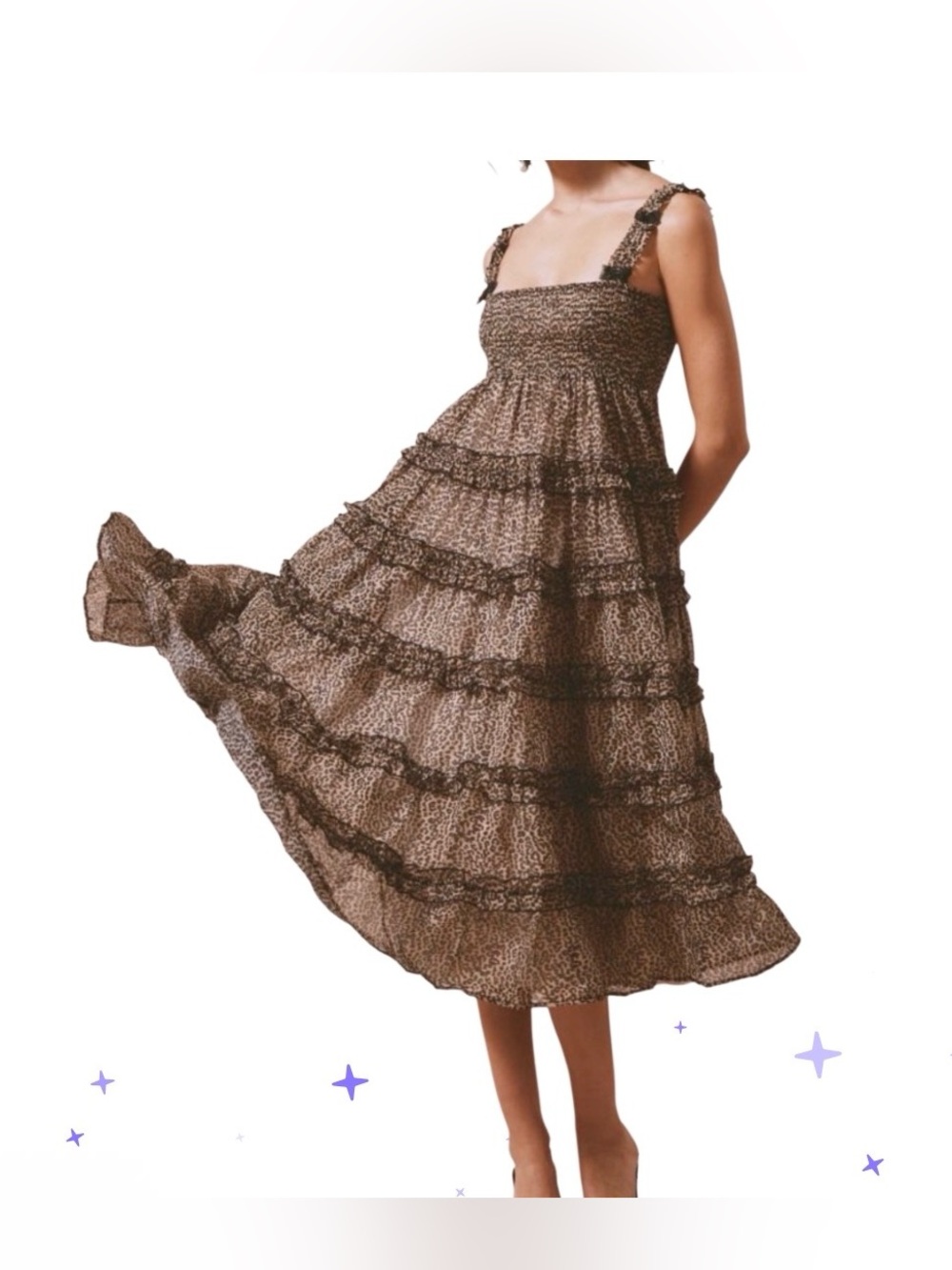 NWT Sister Jane Lisette Leopard Print Organza Midi Dress with bows Size M